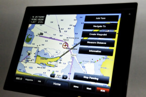 Garmin's New 8000 series chartplotter on display at the Miami Boat Show